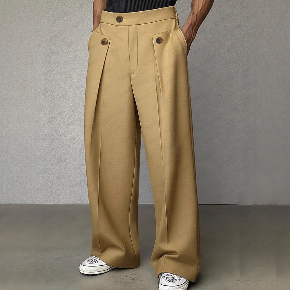 Calça masculina reta leve