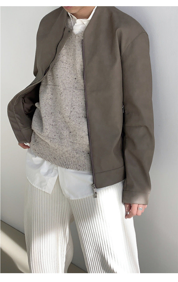 Calça casual masculina de veludo cotelê, modelagem folgada