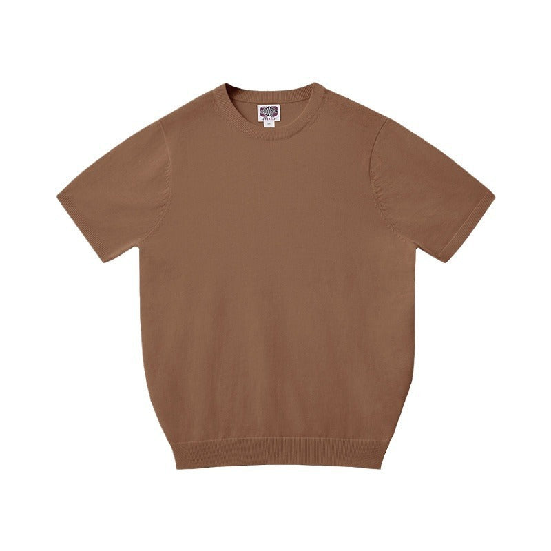 Camiseta masculina de manga curta e gola redonda, confeccionada em malha de algodão puro