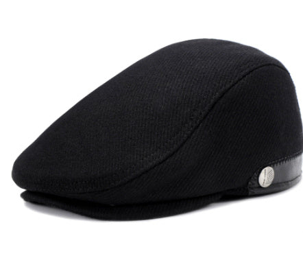 Boina de lã com padrão espinha de peixe ajustável