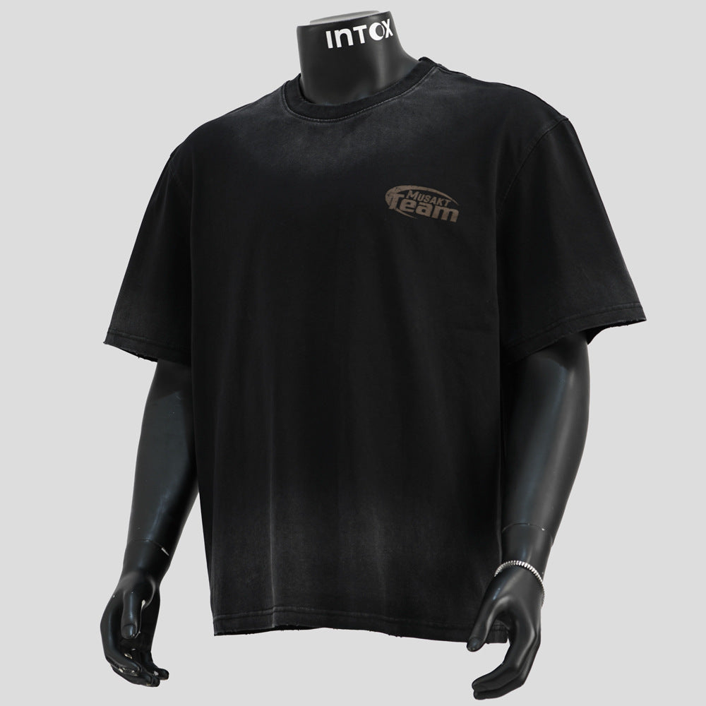 Camiseta masculina retrô de manga curta e modelagem folgada