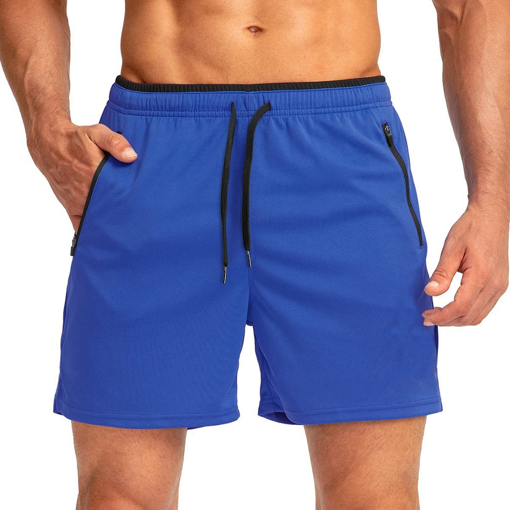 Men's Running Short Belt Zipper Pocket Quick-drying Gym Exercise Lightweight