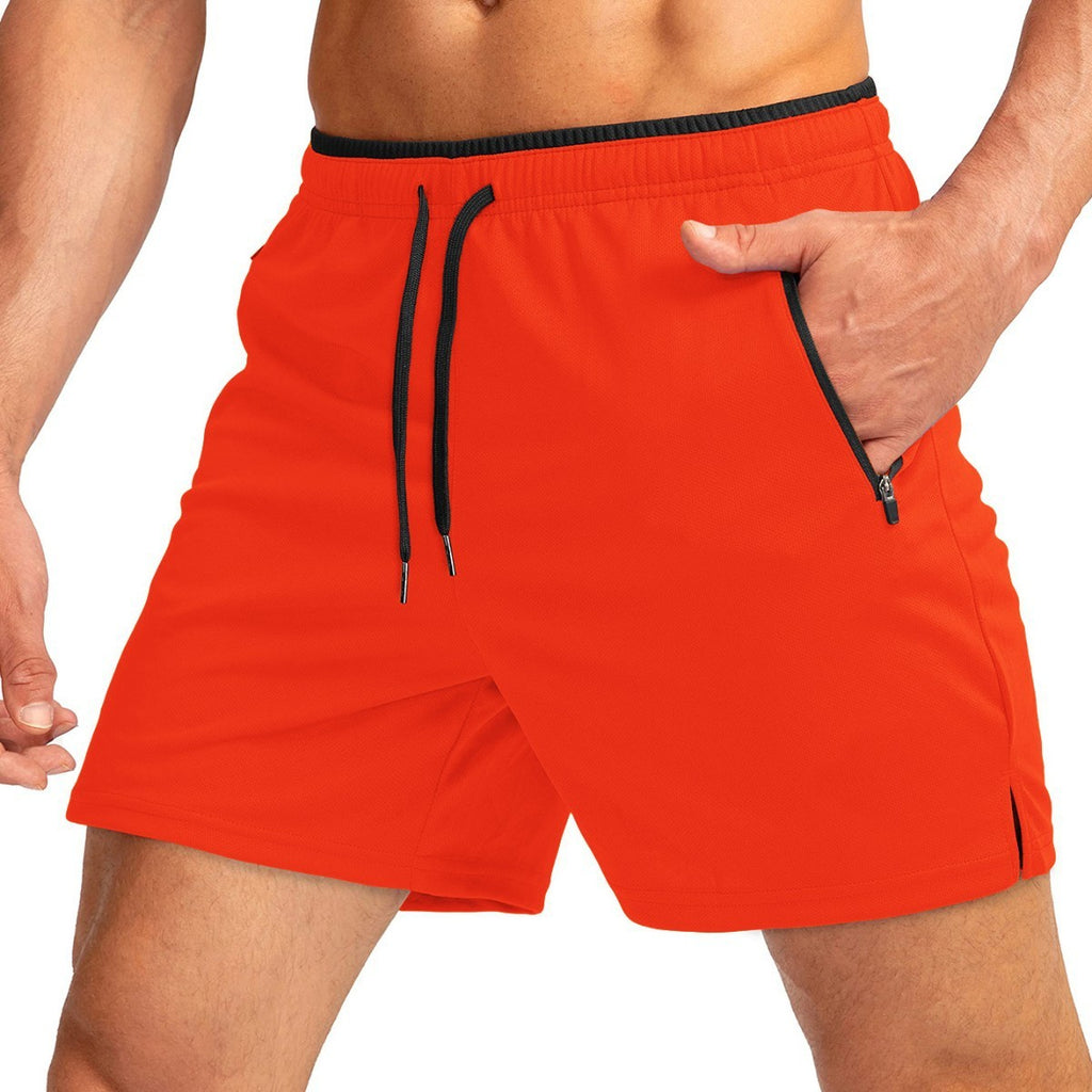 Men's Running Short Belt Zipper Pocket Quick-drying Gym Exercise Lightweight