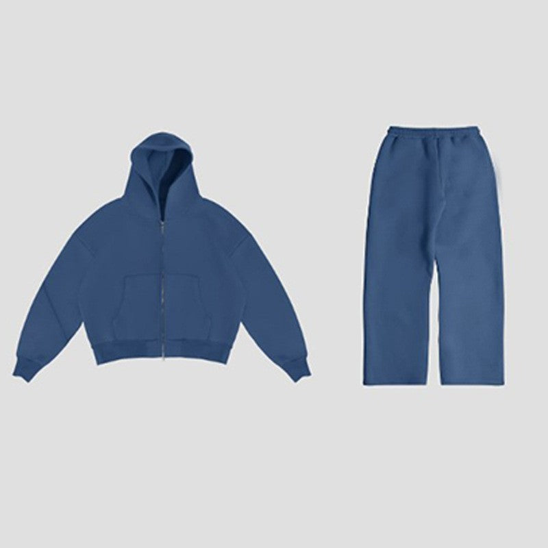 Moletom retrô casual esportivo casual com capuz e calças esportivas