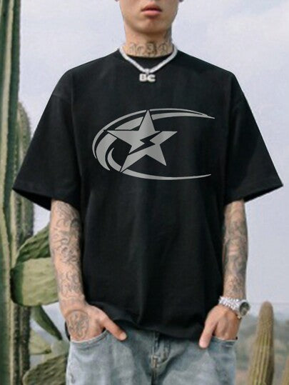 Camiseta masculina casual de manga curta em tecido premium