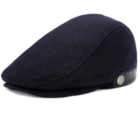 Boina de lã com padrão espinha de peixe ajustável