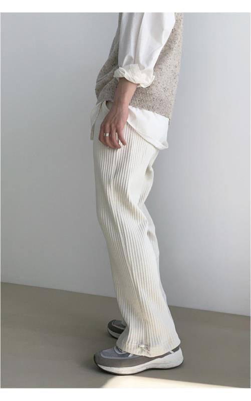 Calça casual masculina de veludo cotelê, modelagem folgada