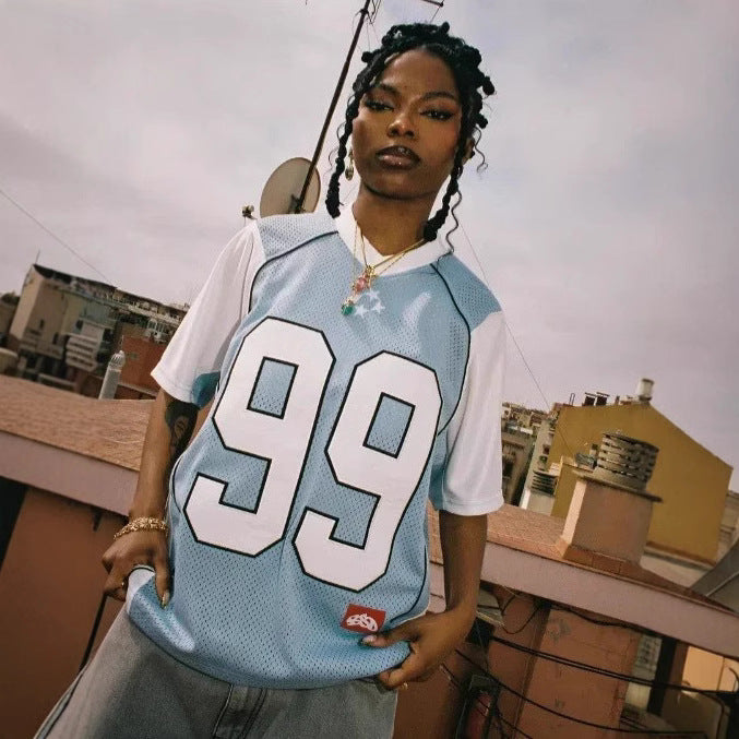 Camiseta casual folgada com estampa digital de rua