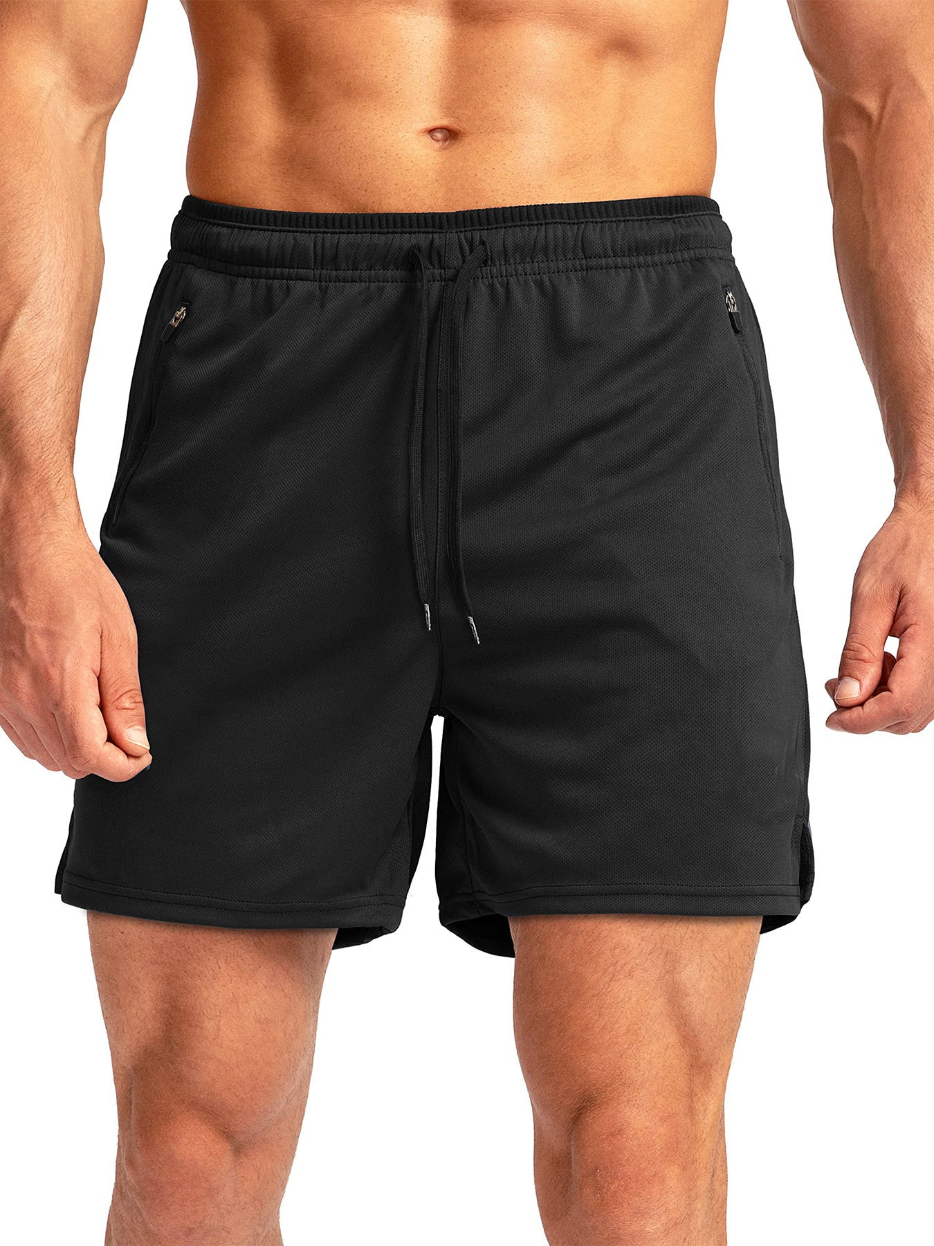 Men's Running Short Belt Zipper Pocket Quick-drying Gym Exercise Lightweight