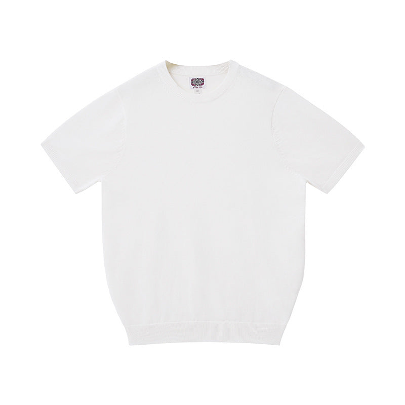 Camiseta masculina de manga curta e gola redonda, confeccionada em malha de algodão puro