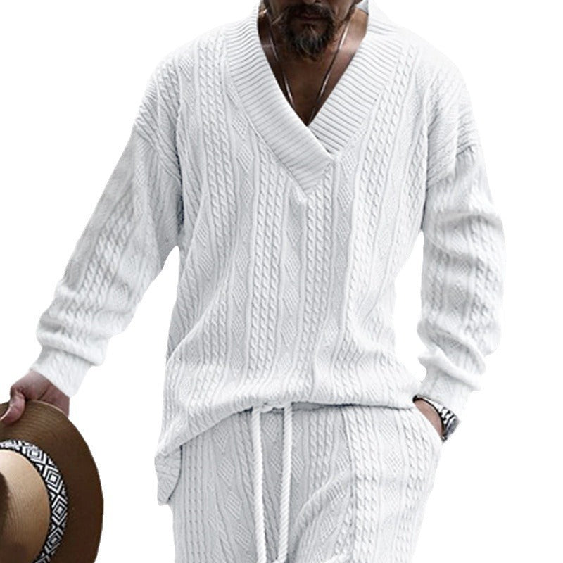 Suéter malha folgada, gola V