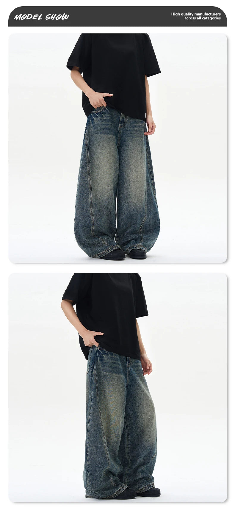 Calças de brim masculinas oversized k2010