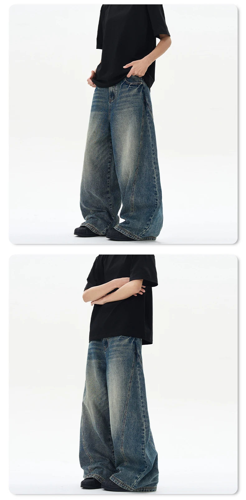 Calças de brim masculinas oversized k2010