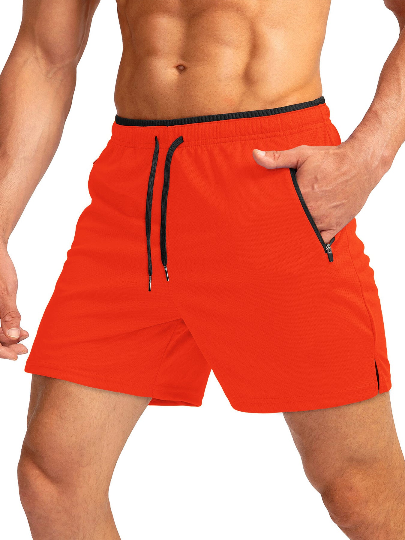 Men's Running Short Belt Zipper Pocket Quick-drying Gym Exercise Lightweight