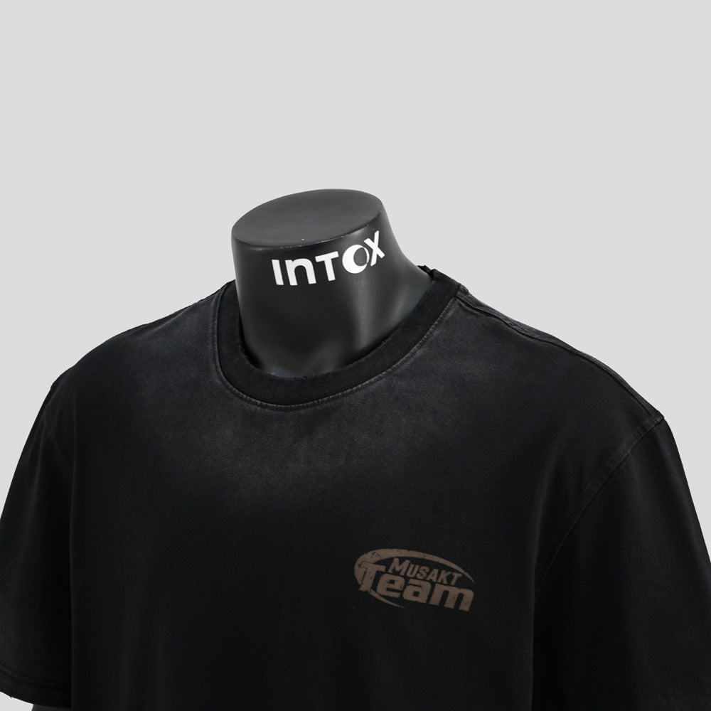 Camiseta masculina retrô de manga curta e modelagem folgada