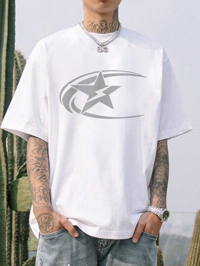 Camiseta masculina casual de manga curta em tecido premium