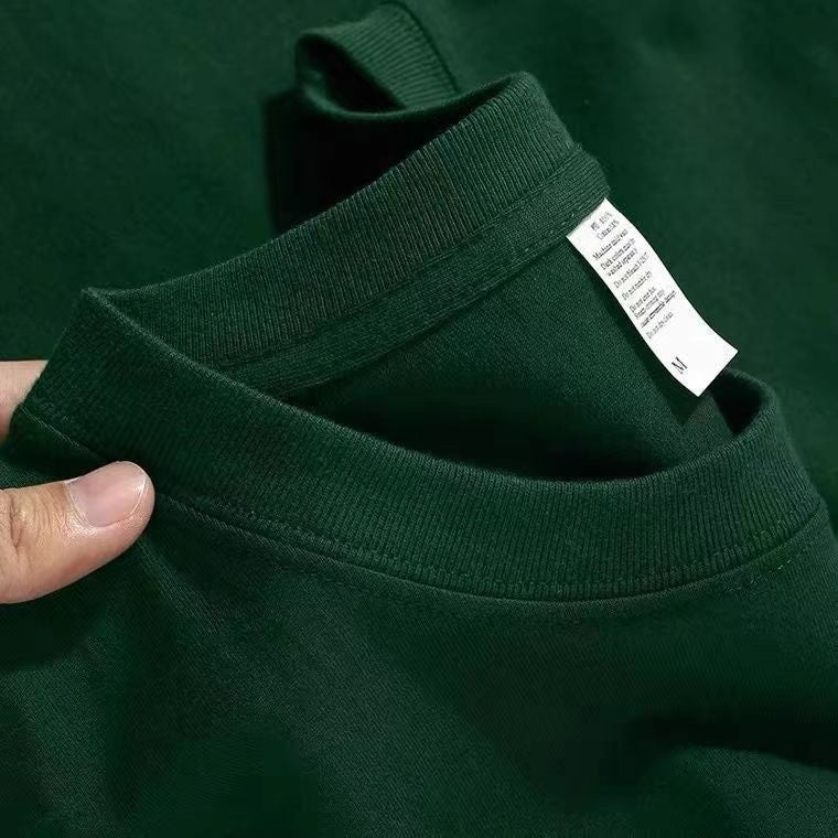 Camisa grossa de algodão com gola redonda