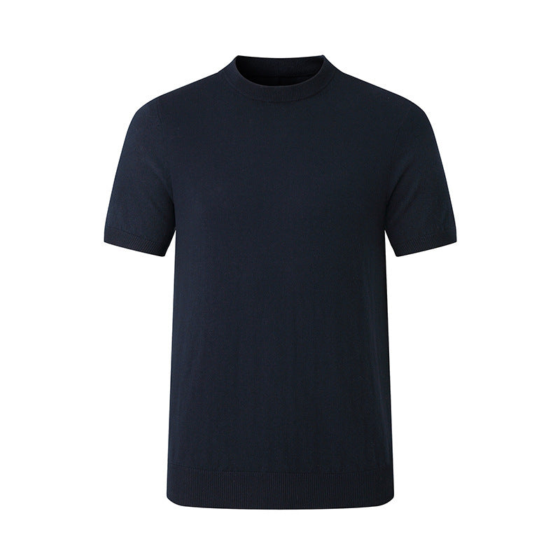 Camiseta masculina de manga curta e gola redonda, confeccionada em malha de algodão puro