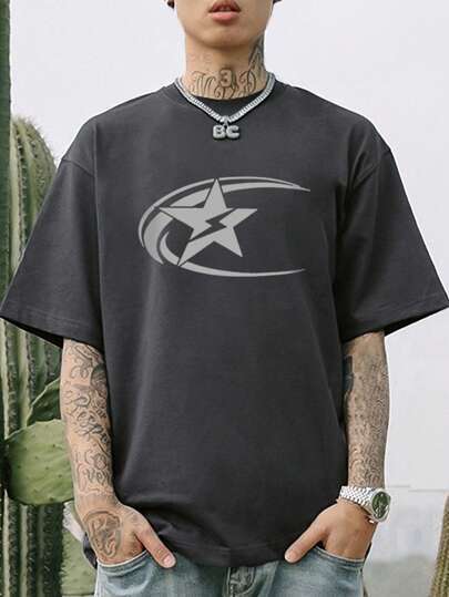 Camiseta masculina casual de manga curta em tecido premium