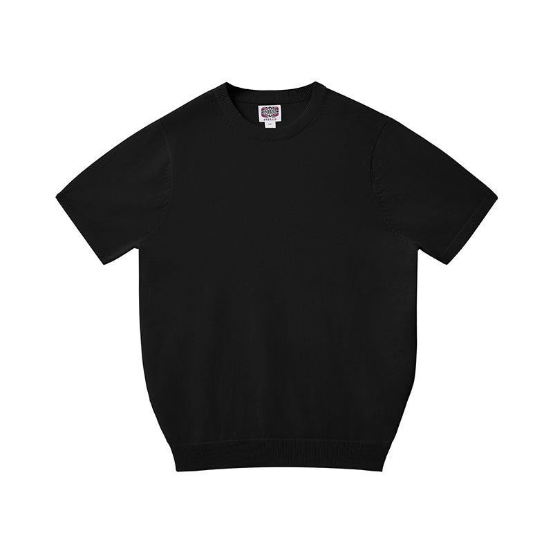 Camiseta masculina de manga curta e gola redonda, confeccionada em malha de algodão puro